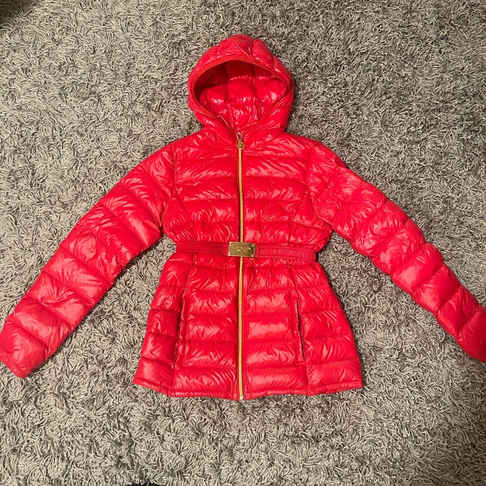 Red Michael Kors puff jacket